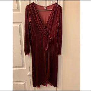 Red long sleeve high low dress